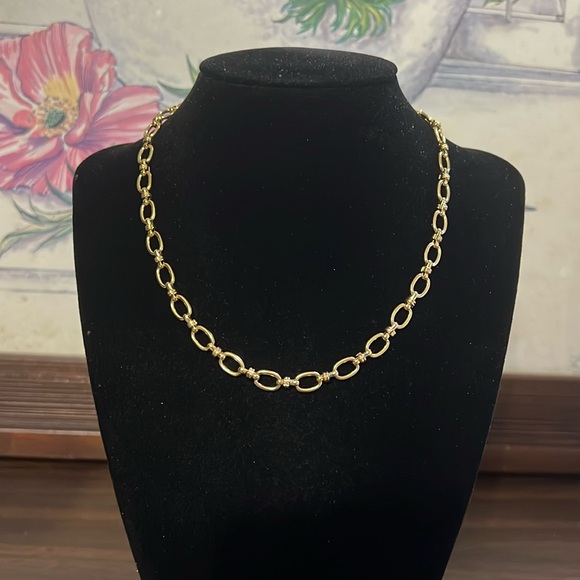 Gold plated stainless steel round link chain necklace - Picture 2 of 3
